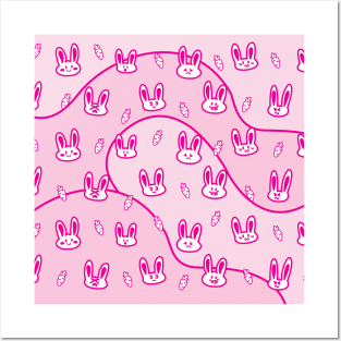 pink cute rabbit Posters and Art